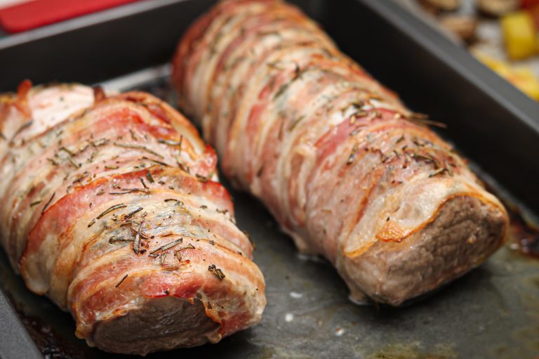 Rosemary bacon wrapped pork medallion